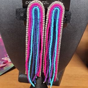 Paparazzi Pink and Blue Rainbow Beaded Earrings
